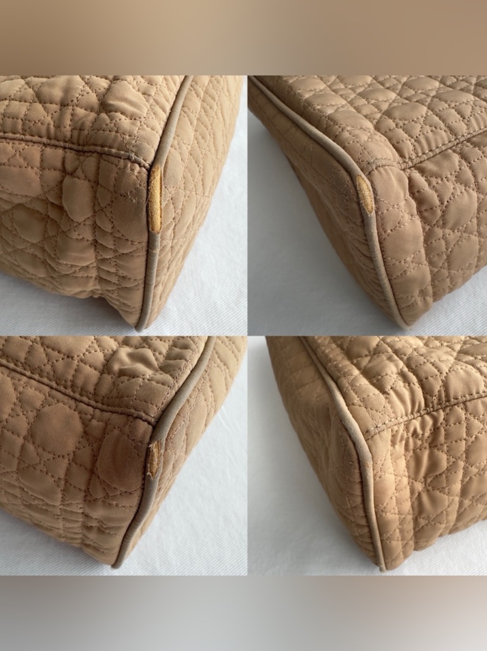 ✨Authentic CHRISTIAN DIOR Vintage Large Cannage Nylon Tote Bag Beige - Picture 8 of 17